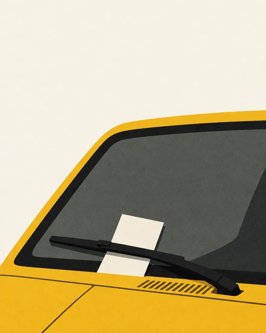 Ilustración de una multa en el parabrisas de un auto